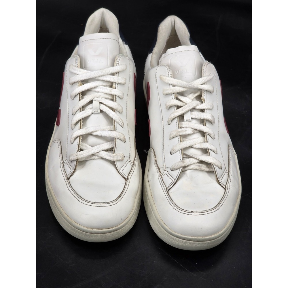 Veja Women's V-12 Leather Sneakers CD4 White/Marsala/Nautico Size US: 11.5 EU:45